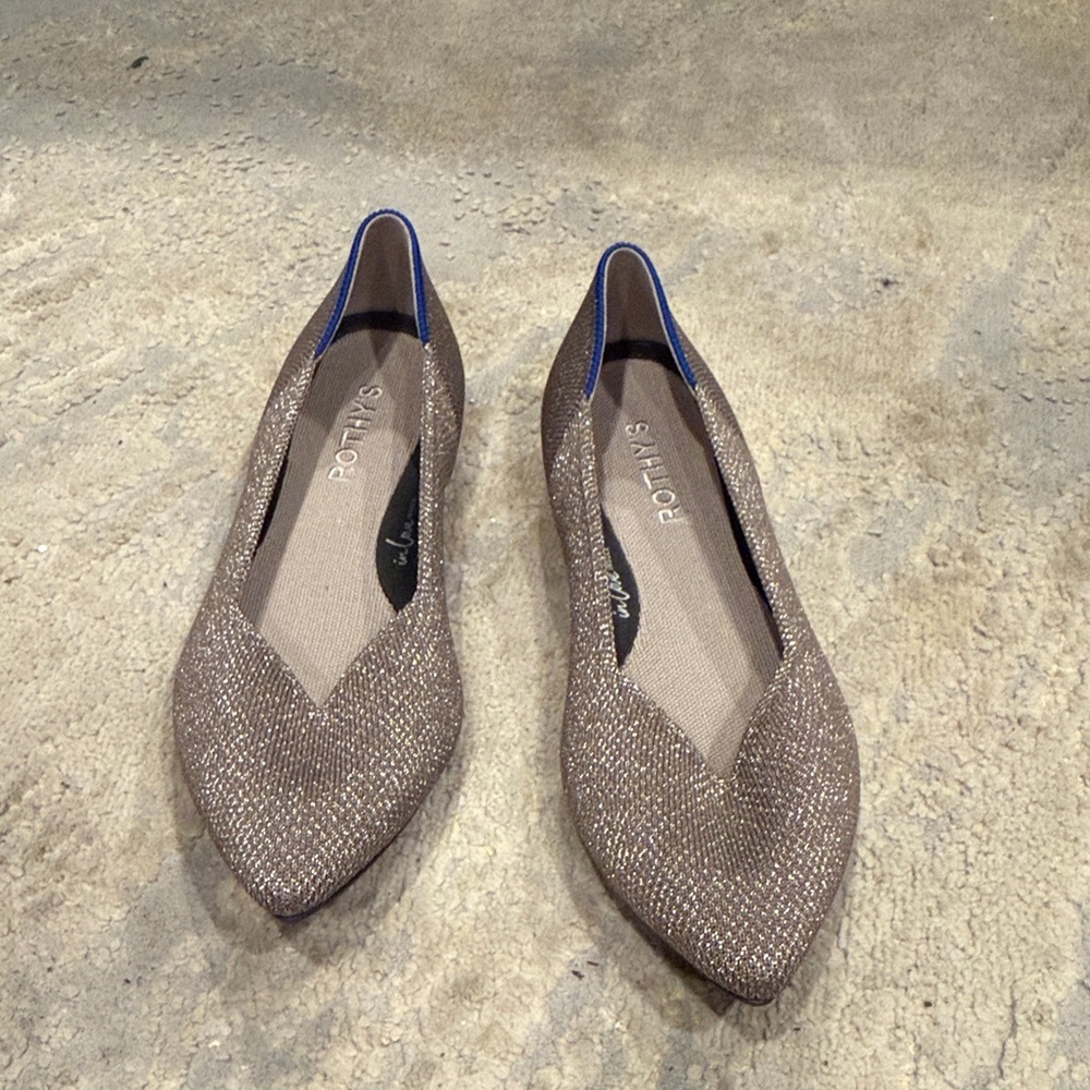 Rothy’s The Point II in Dawn metallic gold Tweed Women's Size 8 Flats in EUC